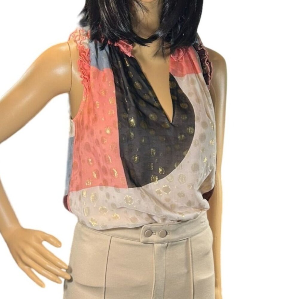 Maeve Fantasia Metallic Clip Dot Blouse Size 0